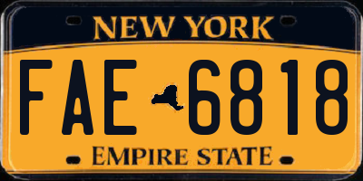 NY license plate FAE6818