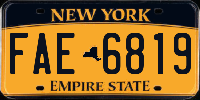 NY license plate FAE6819