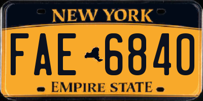 NY license plate FAE6840