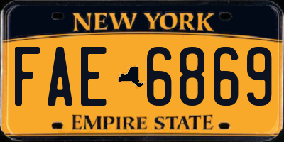 NY license plate FAE6869