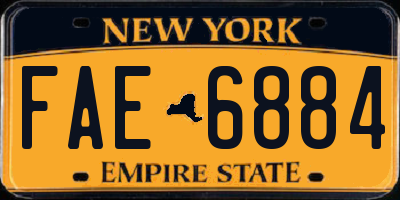 NY license plate FAE6884