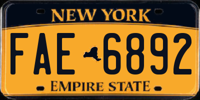 NY license plate FAE6892