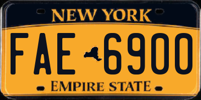 NY license plate FAE6900