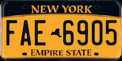 NY license plate FAE6905