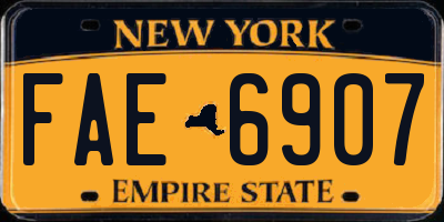 NY license plate FAE6907