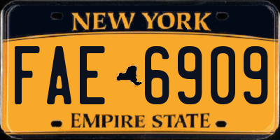 NY license plate FAE6909