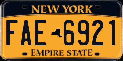 NY license plate FAE6921