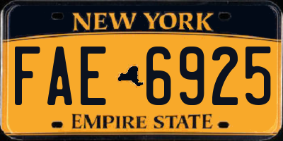 NY license plate FAE6925