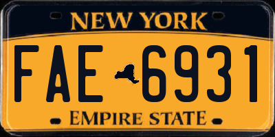 NY license plate FAE6931