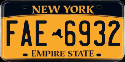 NY license plate FAE6932