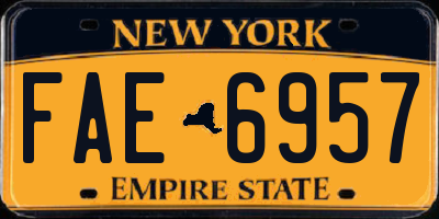 NY license plate FAE6957