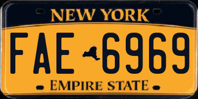 NY license plate FAE6969