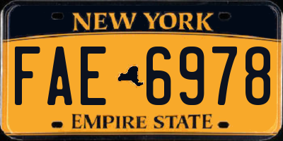 NY license plate FAE6978