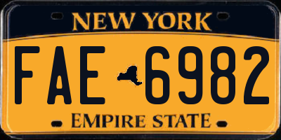 NY license plate FAE6982