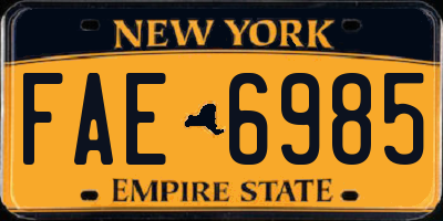 NY license plate FAE6985