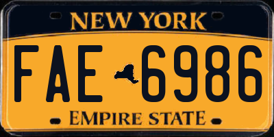 NY license plate FAE6986