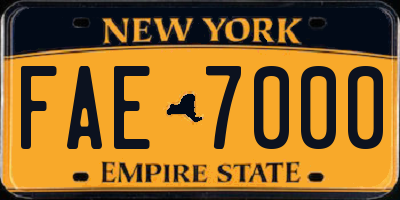 NY license plate FAE7000