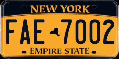 NY license plate FAE7002