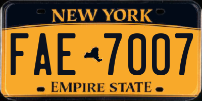 NY license plate FAE7007