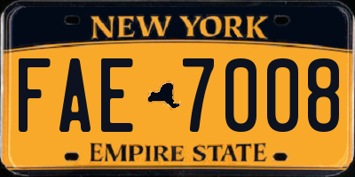 NY license plate FAE7008