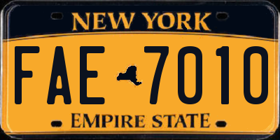 NY license plate FAE7010