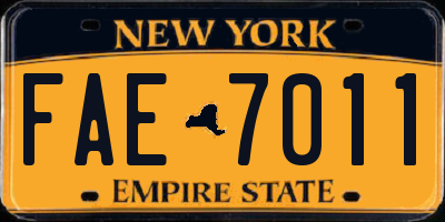 NY license plate FAE7011