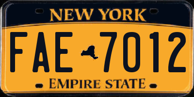 NY license plate FAE7012