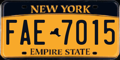 NY license plate FAE7015