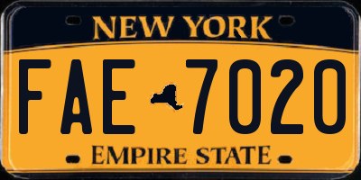 NY license plate FAE7020