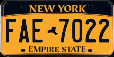 NY license plate FAE7022