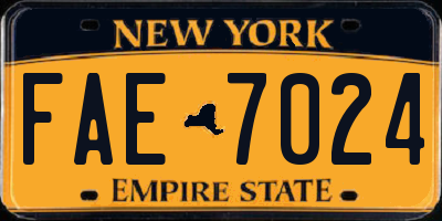 NY license plate FAE7024