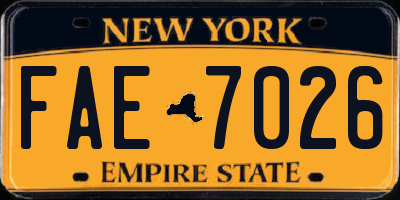 NY license plate FAE7026