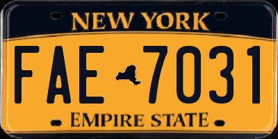 NY license plate FAE7031