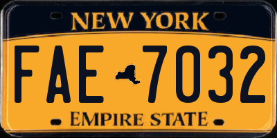 NY license plate FAE7032