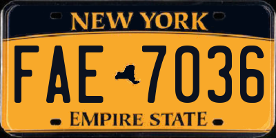 NY license plate FAE7036