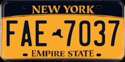 NY license plate FAE7037