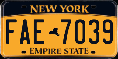 NY license plate FAE7039