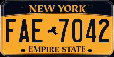 NY license plate FAE7042