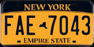 NY license plate FAE7043