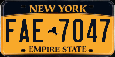 NY license plate FAE7047