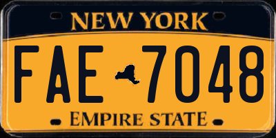 NY license plate FAE7048