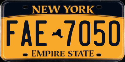 NY license plate FAE7050