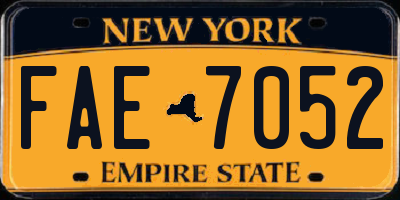 NY license plate FAE7052