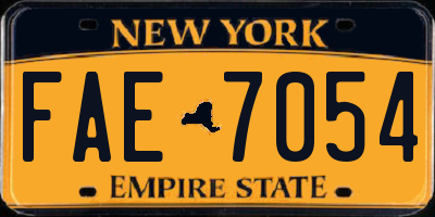 NY license plate FAE7054