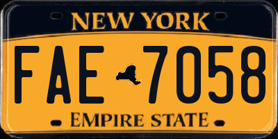 NY license plate FAE7058