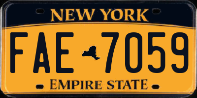 NY license plate FAE7059