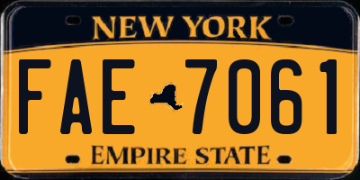 NY license plate FAE7061