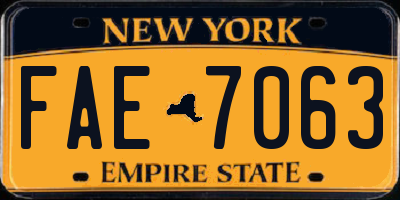 NY license plate FAE7063