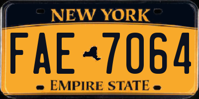 NY license plate FAE7064