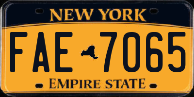 NY license plate FAE7065